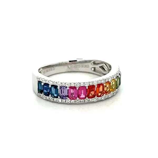 14K White Gold Rainbow Sapphire Band Dickinson Jewelers Dunkirk, MD