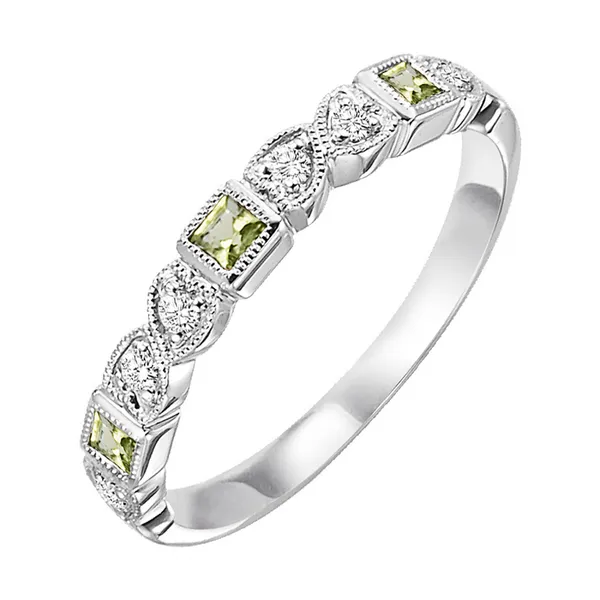 10 Karat White Gold Diamond and Peridot Stackable Fashion Ring Dickinson Jewelers Dunkirk, MD