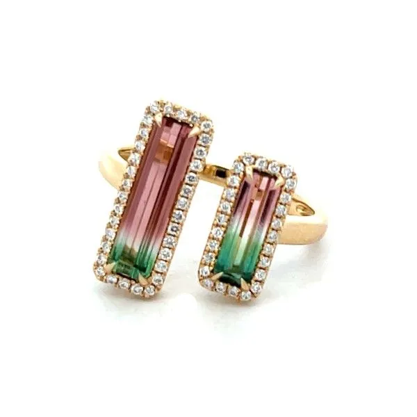 14Kt Double Watermelon Tourmaline and Diamond Fashion Ring Dickinson Jewelers Dunkirk, MD