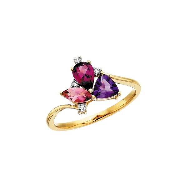 14Kt Amethyst, Rhodolite, Tourmaline Cluster Fashion Ring Dickinson Jewelers Dunkirk, MD