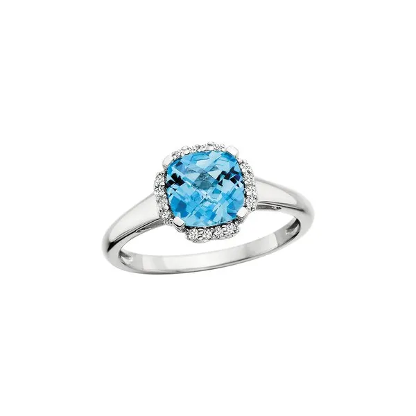 Sterling Silver Cushion Blue Topaz and CZ Fashion Ring Dickinson Jewelers Dunkirk, MD
