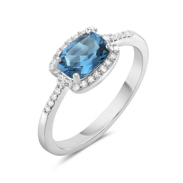 14Kt White Gold London Blue Topaz Diamond Ring Dickinson Jewelers Dunkirk, MD