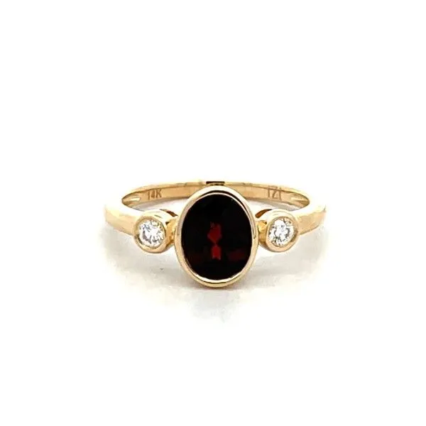 14K Yellow Oval Garnet Bezel Set Fashion Ring Dickinson Jewelers Dunkirk, MD
