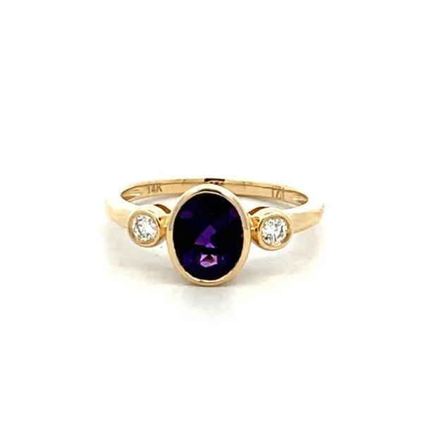 14K Yellow Oval Amethyst Bezel Set Fashion Ring Dickinson Jewelers Dunkirk, MD