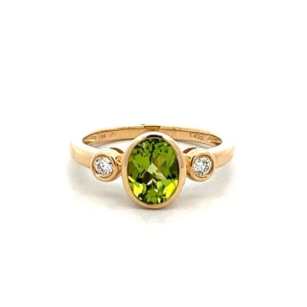 14K Yellow Oval Peridot Bezel Set Fashion Ring Dickinson Jewelers Dunkirk, MD