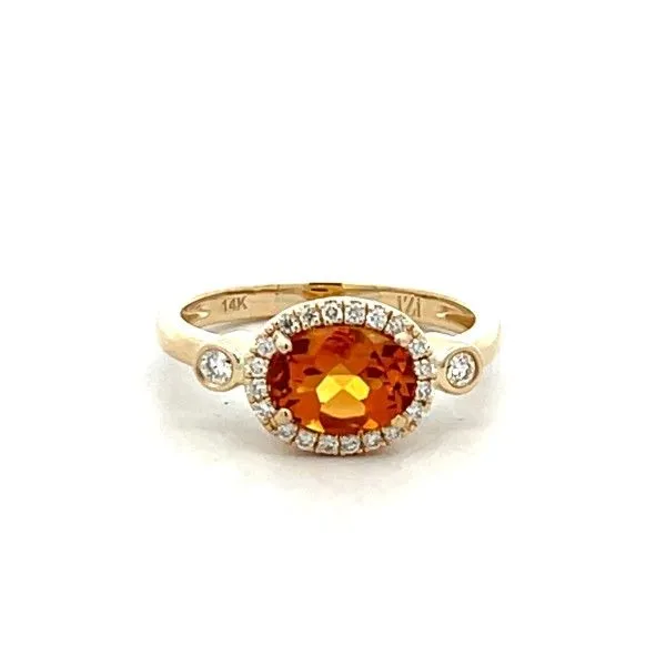 14K Yellow Oval Citrine Halo Fashion Ring Dickinson Jewelers Dunkirk, MD