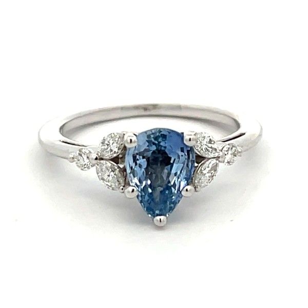 14Kt White Pear Sapphire Custom Ring Dickinson Jewelers Dunkirk, MD