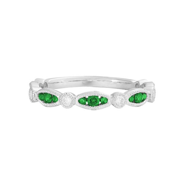14k White Gold Emerald Band Dickinson Jewelers Dunkirk, MD