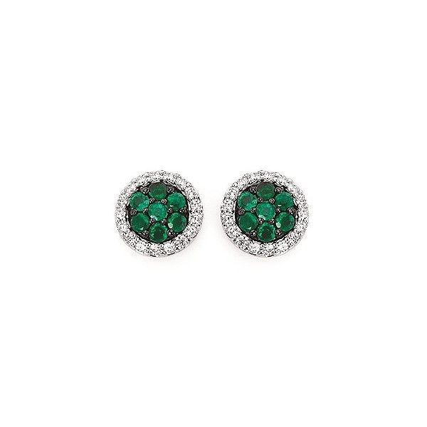 14k Gold Emerald Halo Post Earrings Dickinson Jewelers Dunkirk, MD