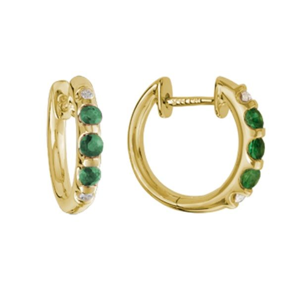 14k Yellow Gold Emerald Huggie Earrings Dickinson Jewelers Dunkirk, MD