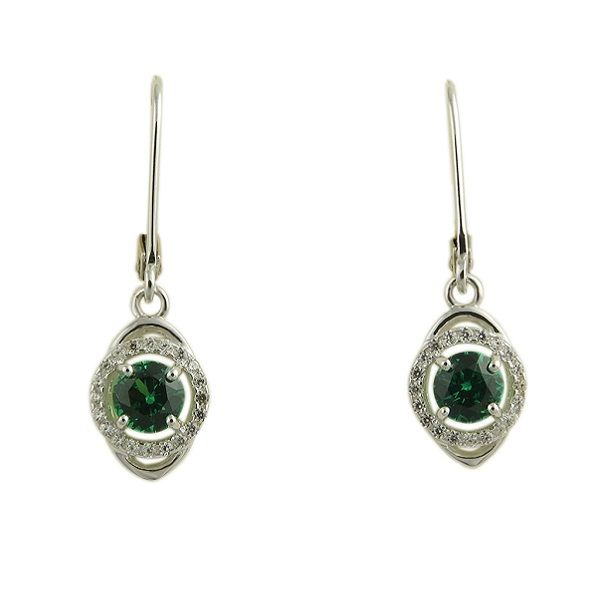 Sterling Silver Lab-Created Emerald Dangle Earrings Dickinson Jewelers Dunkirk, MD