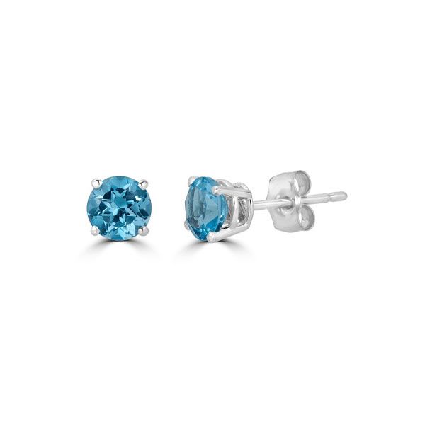 14k White Gold Blue Topaz Stud Earrings Dickinson Jewelers Dunkirk, MD
