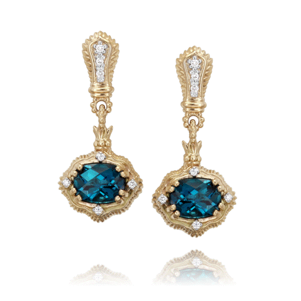 14k Yellow Gold and Sterling Silver London Blue Topaz Earrings Dickinson Jewelers Dunkirk, MD