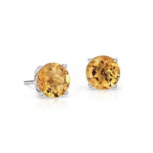 14k White Gold Citrine Stud Earrings Dickinson Jewelers Dunkirk, MD