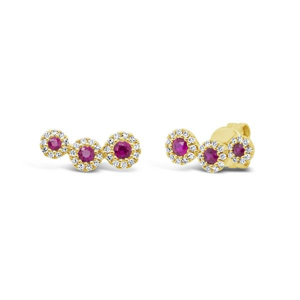 14k Yellow Gold Ruby Halo Post Earrings Dickinson Jewelers Dunkirk, MD