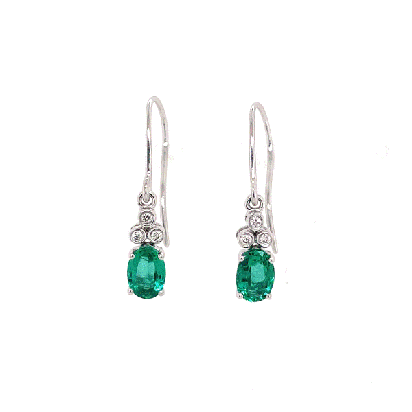 14k White Gold Emerald Earrings Dickinson Jewelers Dunkirk, MD