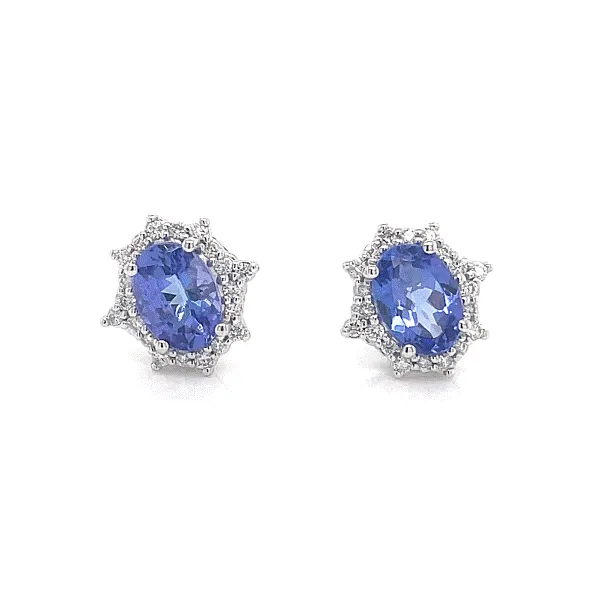 14k White Gold Tanzanite Halo Earrings Dickinson Jewelers Dunkirk, MD
