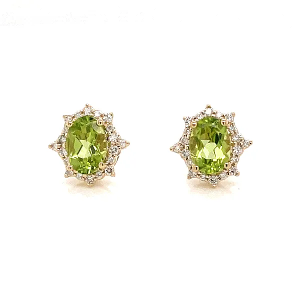 14k Yellow Gold Peridot Halo Earrings Dickinson Jewelers Dunkirk, MD