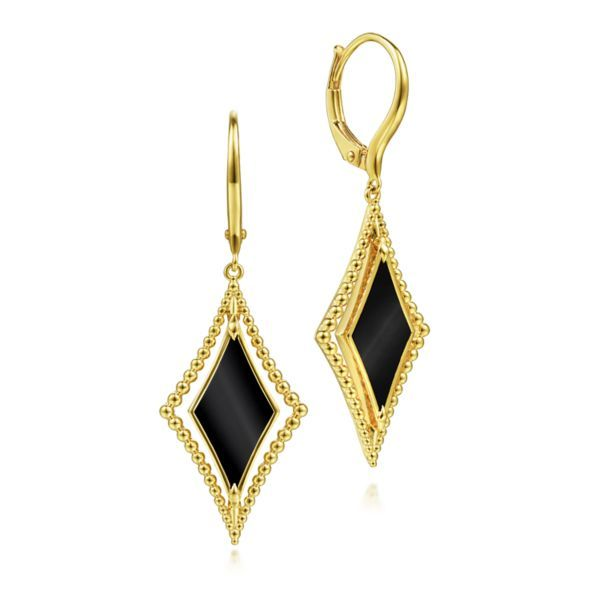 14k Yellow Gold Onyx Drop Earrings Dickinson Jewelers Dunkirk, MD