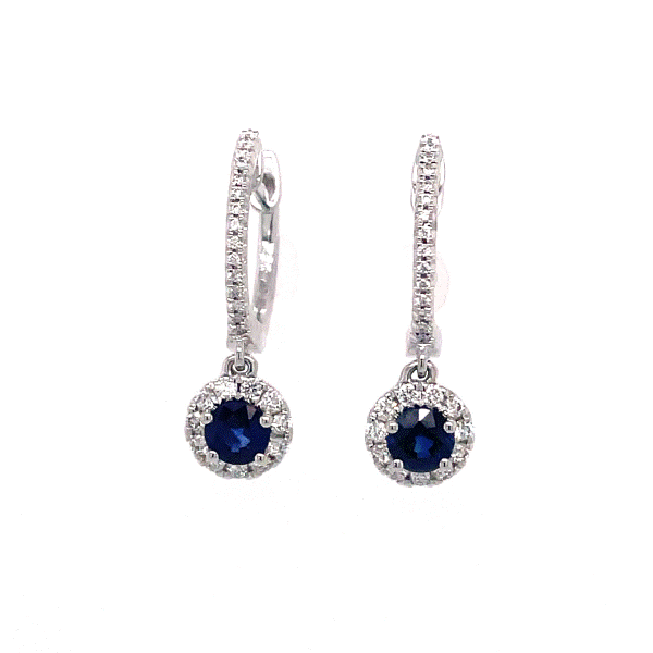 14k White Gold Sapphire Halo Earrings Dickinson Jewelers Dunkirk, MD