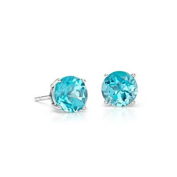 14k 6mm Blue Topaz Stud Earrings Dickinson Jewelers Dunkirk, MD