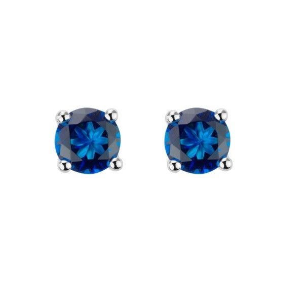14k White Gold Lab-Created Sapphire Stud Earrings Dickinson Jewelers Dunkirk, MD
