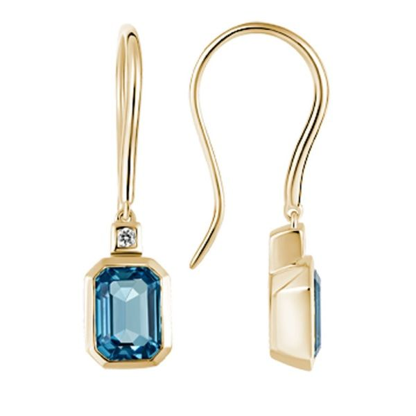 14k Yellow Gold London Blue Topaz Earrings Dickinson Jewelers Dunkirk, MD