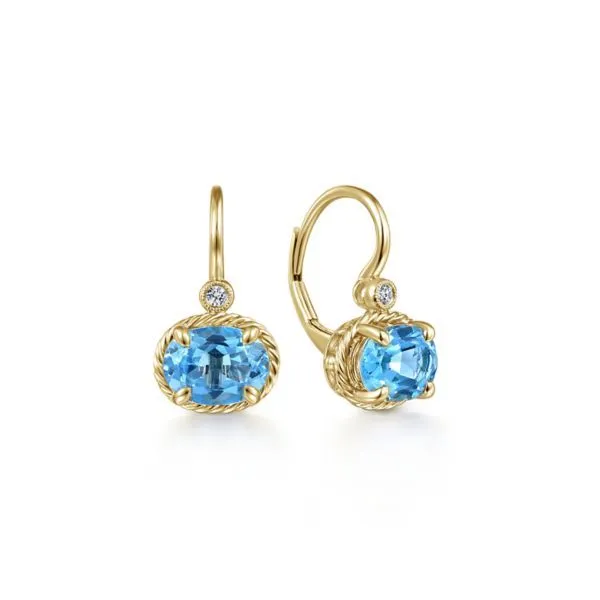 14k Yellow Gold Blue Topaz Earrings Dickinson Jewelers Dunkirk, MD