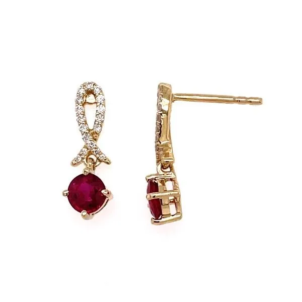 14k Yellow Gold Ruby Dangle Post Earrings Dickinson Jewelers Dunkirk, MD