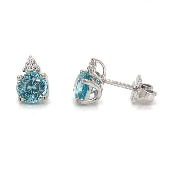 14k White Gold Blue Zircon Stud Earrings Dickinson Jewelers Dunkirk, MD