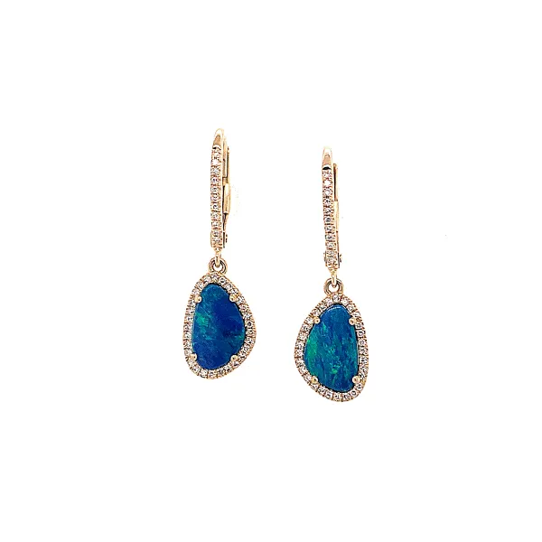 14k Yellow Gold Opal Halo Earrings Dickinson Jewelers Dunkirk, MD