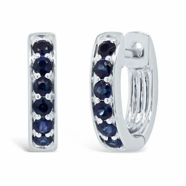 14k White Gold Sapphire Huggie Earrings Dickinson Jewelers Dunkirk, MD