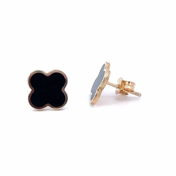 14k Yellow Gold Onyx Clover Earrings Dickinson Jewelers Dunkirk, MD