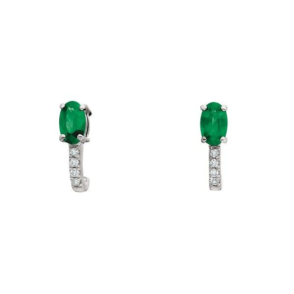 10k White Gold Emerald J-Hoop Earrings Dickinson Jewelers Dunkirk, MD