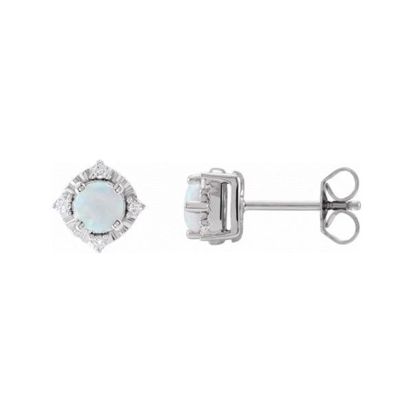 Sterling Silver Opal Halo Earrings Dickinson Jewelers Dunkirk, MD