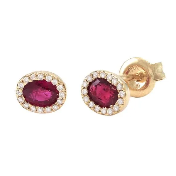 14k Yellow Gold Ruby Halo Earrings Dickinson Jewelers Dunkirk, MD