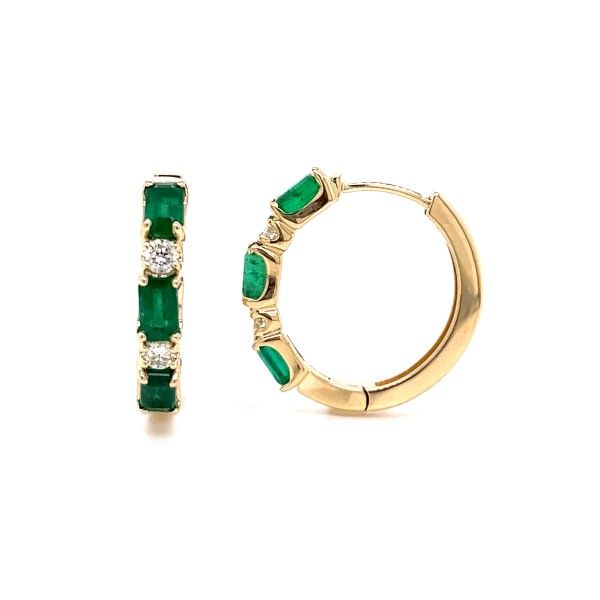 14k Yellow Gold Emerald Hoop Earrings Dickinson Jewelers Dunkirk, MD