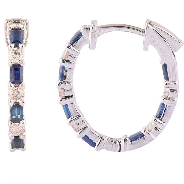 14k White Gold Sapphire Inside-Out Hoop Earrings Dickinson Jewelers Dunkirk, MD