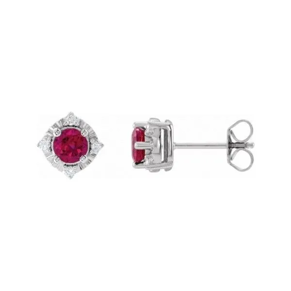 Sterling Silver Ruby Halo Earrings Dickinson Jewelers Dunkirk, MD