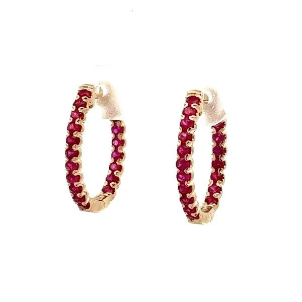 14k Yellow Gold Ruby Inside-Out Hoop Earrings Dickinson Jewelers Dunkirk, MD