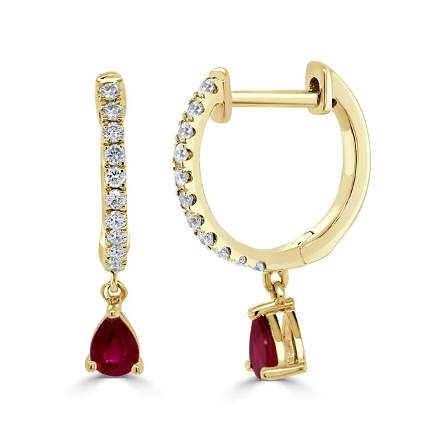 Ruby Dangle Huggie Earrings Dickinson Jewelers Dunkirk, MD
