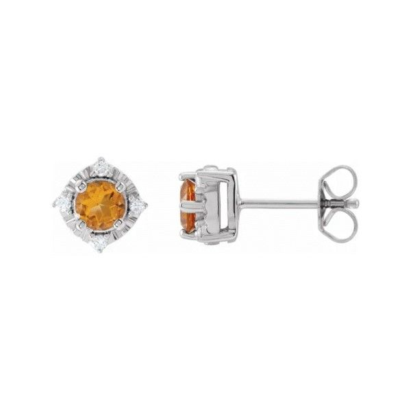 Sterling Silver Citrine Halo Earrings Dickinson Jewelers Dunkirk, MD