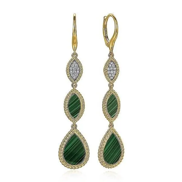 14k Yellow Gold Malachite Earrings Dickinson Jewelers Dunkirk, MD