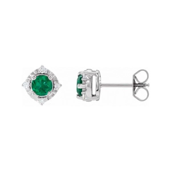 Sterling Silver Emerald Halo Earrings Dickinson Jewelers Dunkirk, MD