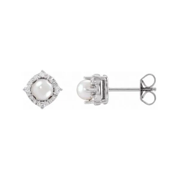 Sterling Silver Pearl Halo Earrings Dickinson Jewelers Dunkirk, MD