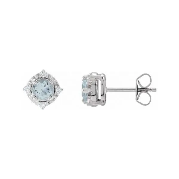 Sterling Silver Aquamarine Halo Earrings Dickinson Jewelers Dunkirk, MD