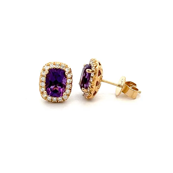 14Kt Yellow Amethyst Halo Post Earrings Dickinson Jewelers Dunkirk, MD