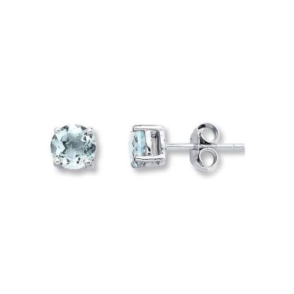 14K White Gold 5mm Aquamarine Stud Earrings Dickinson Jewelers Dunkirk, MD