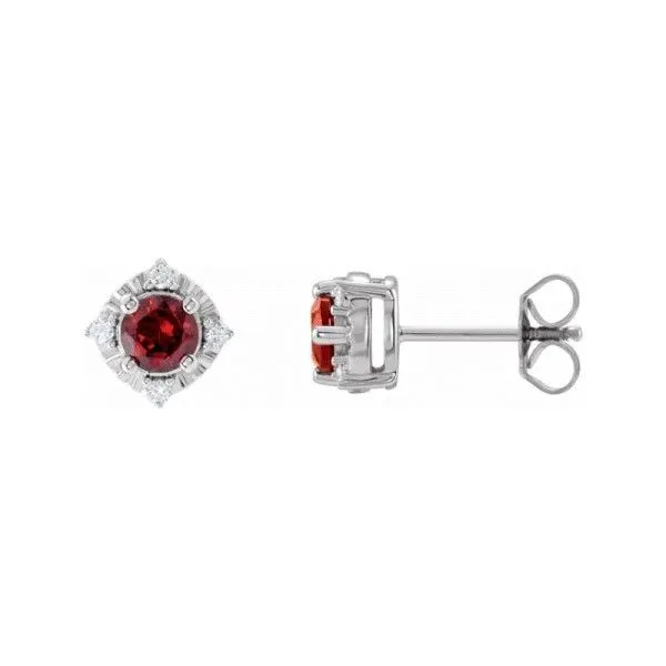 Sterling Silver Garnet Halo Earrings Dickinson Jewelers Dunkirk, MD