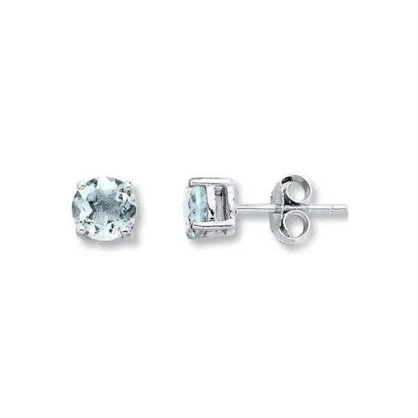 14K White Gold 5mm Aquamarine Stud Earrings Dickinson Jewelers Dunkirk, MD